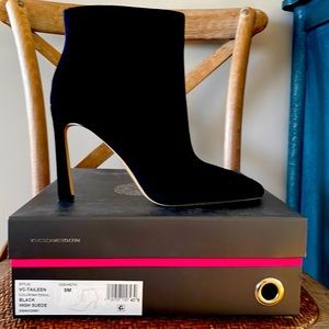 Black suede ankle bootie